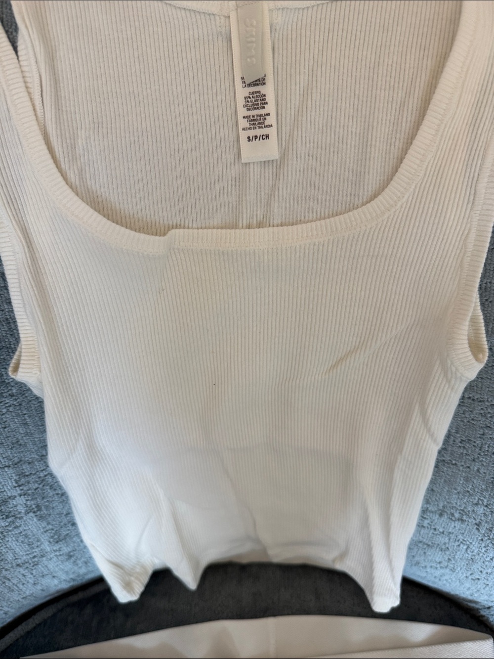 SKIMS Ribbed Cream Lounge Tank & Biker Set NWOT - Picture 4 of 5